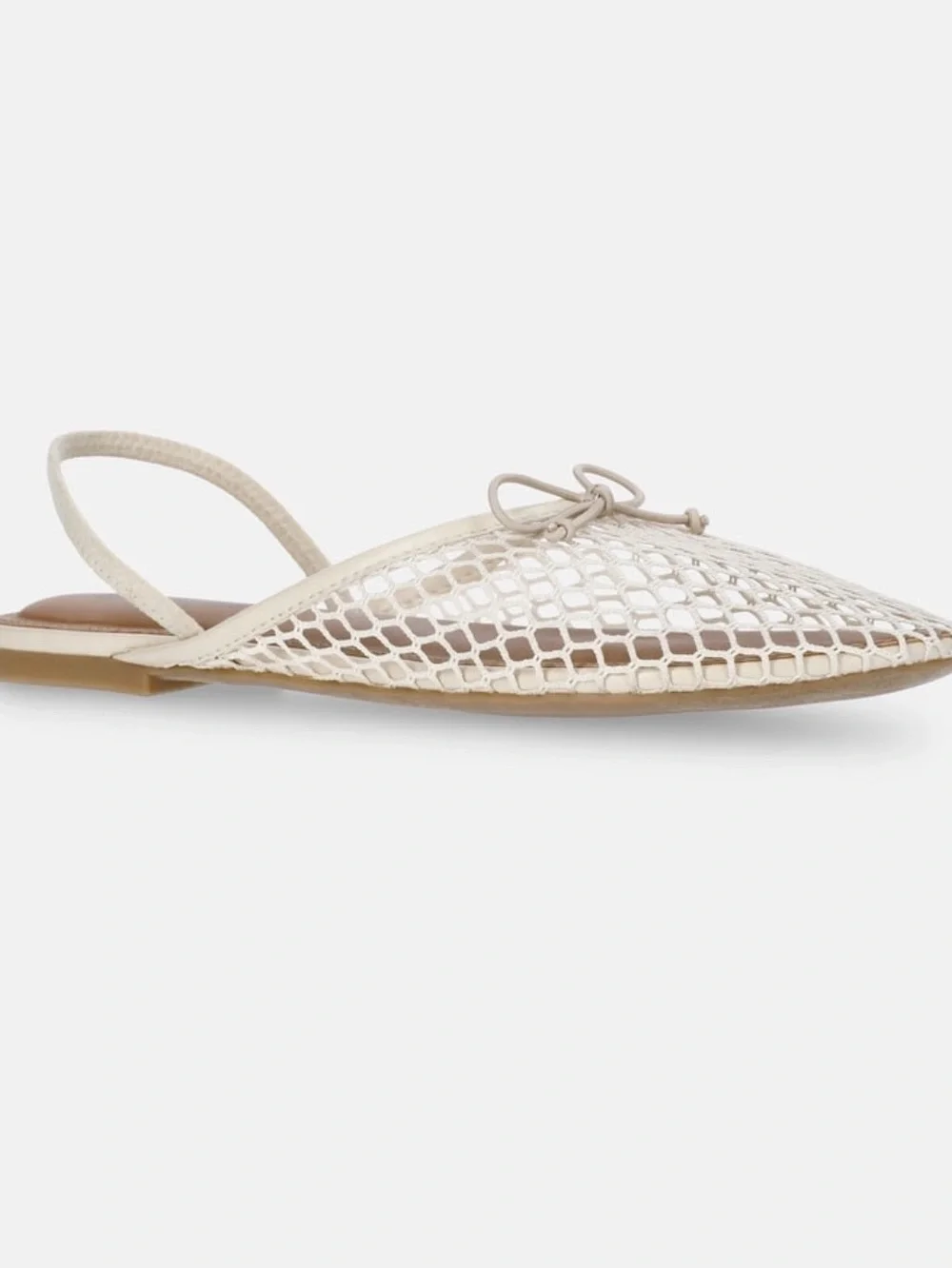 No Boundaries Metallic Ivory Slingback Pointed Toe Flat